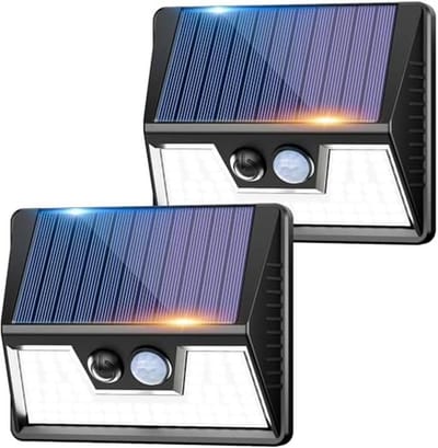 Zonne lampen voor buiten met bewegingssensor - 2 stuks Waterdicht LED-schijnwerper voor Tuin en Garage