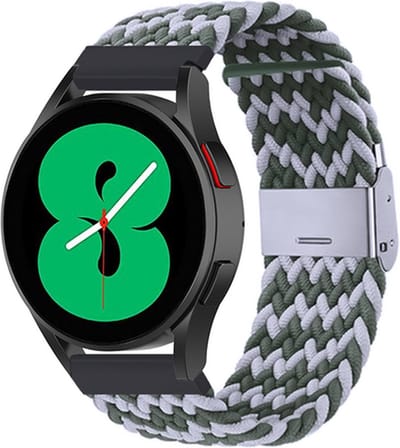 By Qubix - smartwatch bandje - Compatible Samsung bandje - Braided nylon bandje 22mm - Groen / grijs - Geschikt voor Samsung Galaxy Watch 3 (45mm) - Galaxy Watch 46mm - Gear S3 Classic & Frontier