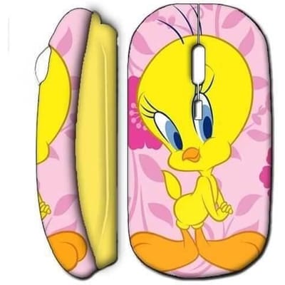 Souris Sans Fil - Titi - Pink Design Jaune - USB Wi-Fi - Compatible Mac et PC - Couleur Jaune