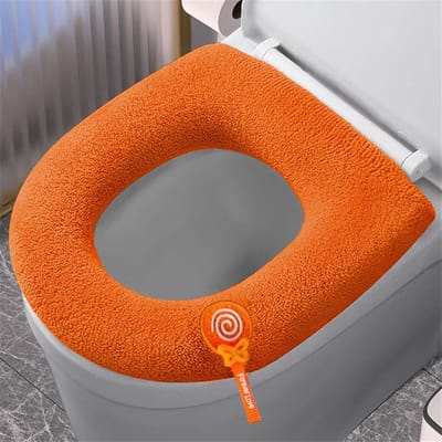 Toiletzittinghoezen - Zachte Kussens - Winter Comfort - Wasbaar Herbruikbaar - Universele Maat - Oranje