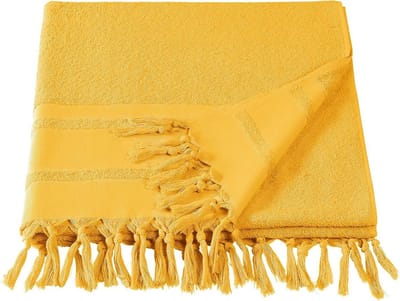 De Witte Lietaer De Witte Lietaer Hamam strandlaken met flosjes Fjara yellow 100x180