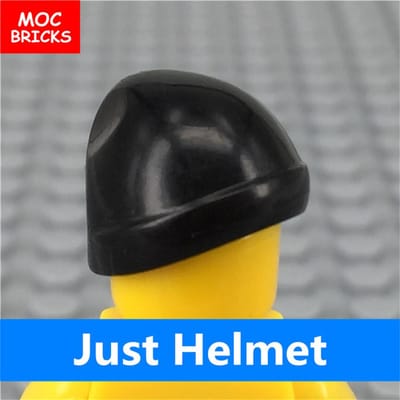 10 stuks/partij MOC Stenen Zwarte Hoed 4cm Figuur Helm Lichaam Kleding Bevestigingen Geassembleerd Component Bouwstenen Speelgoed voor kinderen