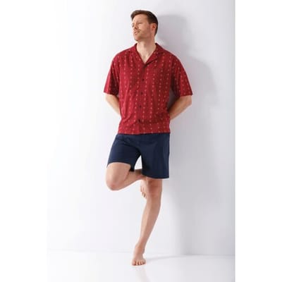 Rode doorknoop heren shortama Hajo - Rood - Maat - 50