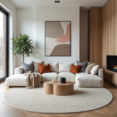 Rond Wollen vloerkleed Beige/gemeleerd Gotland 260 cm Mrcarpet