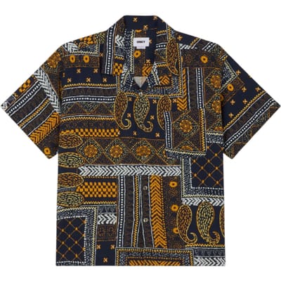 Obey Archie cuban shirt korte mouwen - marine multi