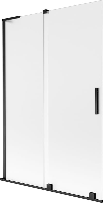 Mexen Velar L badscherm, 2-delige schuif, 120 x 150 cm, matglas, zwart - 896-120-003-31-70