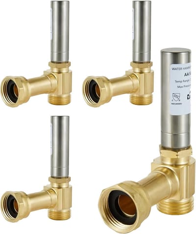 Waterhamer Stopper 8cm Hoekverbinding voor Wasmachine Aansluiting Roestvrij Staal 4 Stuks