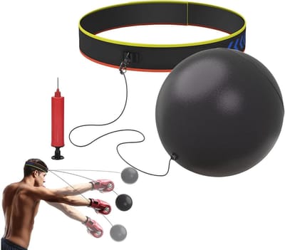 Boksbal met Hoofdband - Fitnessbal Training - Verbeteren Reflexen - Verstelbare Pasvorm - Opblaasbaar - Zwart