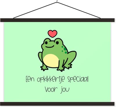 Posterhanger incl. Poster 40x30 cm - Schoolplaat - Beterschap - Spreuken - Dieren - Opkikker - Textielposter - Zwarte latten