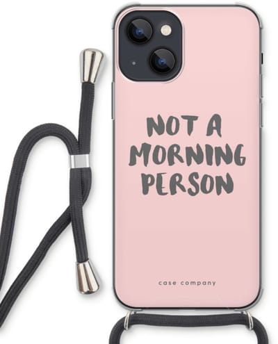 Case Company® - Hoesje met koord geschikt voor iPhone 13 hoesje met Koord - Morning person - Telefoonhoesje met Zwart Koord - Bescherming aan alle Kanten en Over de Schermrand