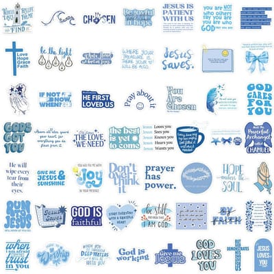53 Delige Blauwe Bijbelvers Stickers Voor Faith Journal Dagboek Decoratie Sticker Story Store