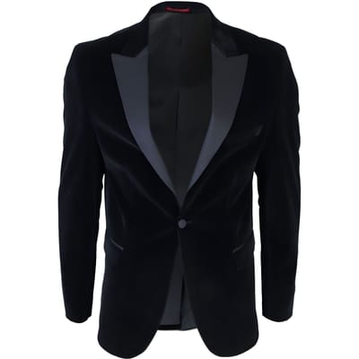 Heren zwart fluwelen diner smoking colbert blazer
