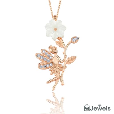 OZ Jewels – Geluksfee Magnolia Ketting – Roségoud – Zirkonia – Dames