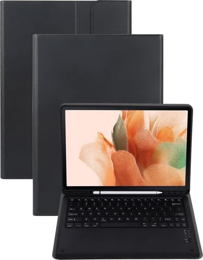 Hoes - Geschikt voor Samsung Galaxy Tab S7 FE - Toetsenbord Case - Keyboard Book Cover - Hoesje - Zwart