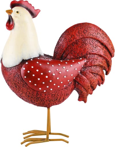 Decoratiebeeld Haan rood wit 24x10x28cm resina | A220484 | Dekoratief