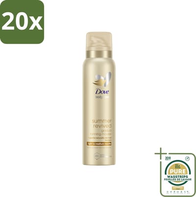 20 x Dove Body Love Zelfbruinende Mousse - Summer Revived - Light-Medium - 150 ml - Grootverpakking - Zelfbruinende Mousse - Licht Zomerse Tint - Natuurlijke Huidtint - Huidhydratatie - Gevoelige Huid
