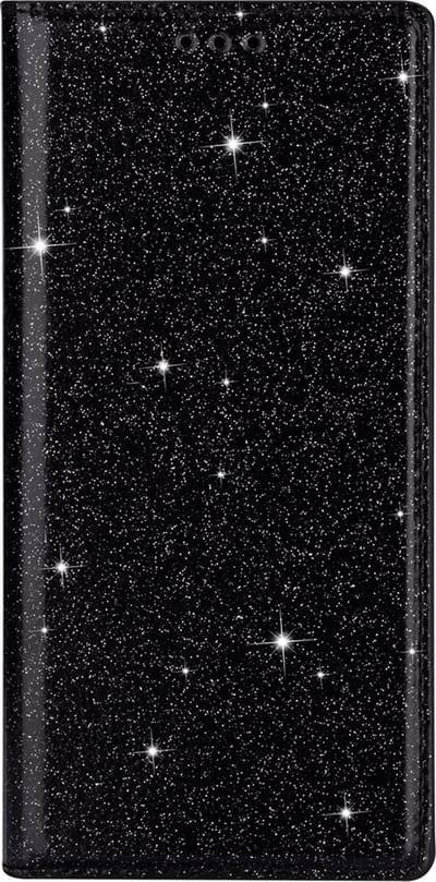 Hoesje geschikt voor Samsung Galaxy A25 - Bookcase - Pasjeshouder - Portemonnee - Glitter - TPU - Zwart