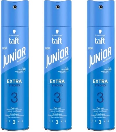 Taft Junior Haarlak - Extra Strong - 3 x 250 ml
