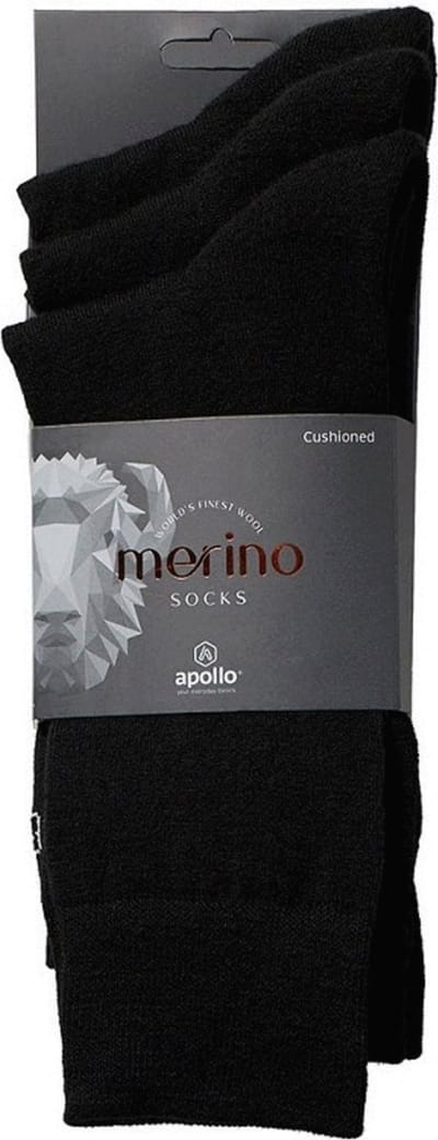 Apollo Sokken Wol/Terry 3-Pack Zwart - Sokken - 43-46