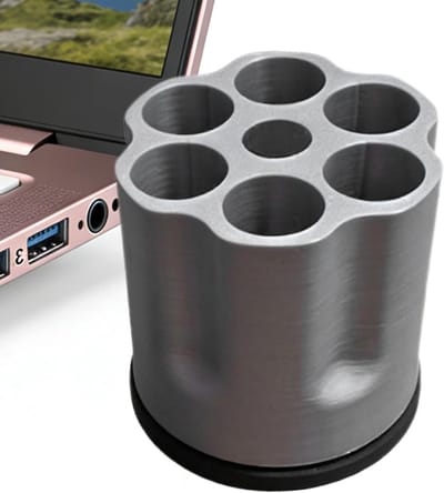 Batterijhouder - Batterij organizer - Batterijen Beheren - Roterend 6 Sleuven - 12 cm Hoog - Zwart