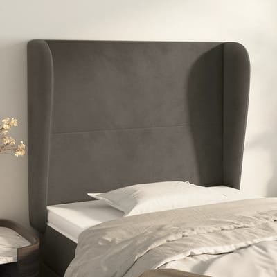 vidaXL - Hoofdbord - met - randen - 83x23x118/128 - cm - fluweel - donkergrijs