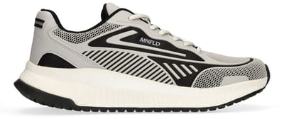 Manfield - Heren - Grijze leren sneakers - Maat 42