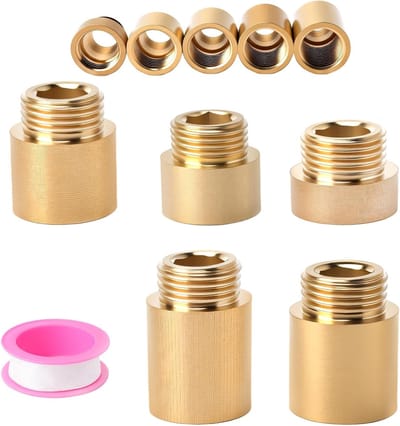 5-delige Kraanverlenging 1/2 inch, Messing Waterverbinding, Hexaansluiting voor 10mm/15mm/20mm/25mm/30mm Verlenging