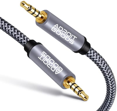 AdroitGoods AUX Kabel 3.5mm – TRRS Audio Kabel – 4-Pole Hi-Fi – Verguld – Male to Male – Jack to Jack – 1 Meter