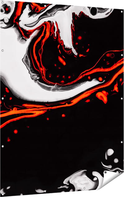 Gards Tuinposter Abstracte Kunst - Zwart en Wit met Rood - 120x160 cm - Tuindoek - Tuindecoratie - Wanddecoratie buiten - Tuinschilderij