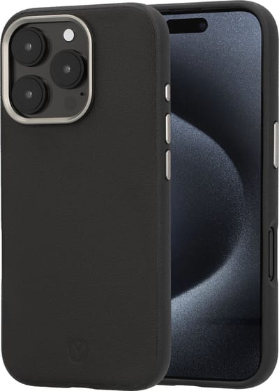 Valenta - Backcover iPhone 16 Pro - Magsafe Hoesje Zwart - Eco Leer - Style