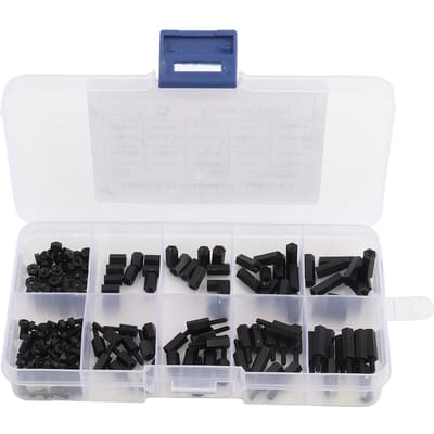 180 stuks Zwarte M2 Male Female Standoffs Schroeven Moeren Assortimentskit met Doos