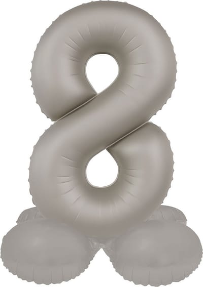Folat - Staande folieballon Cijfer 8 Moonlight Silver - 41 cm