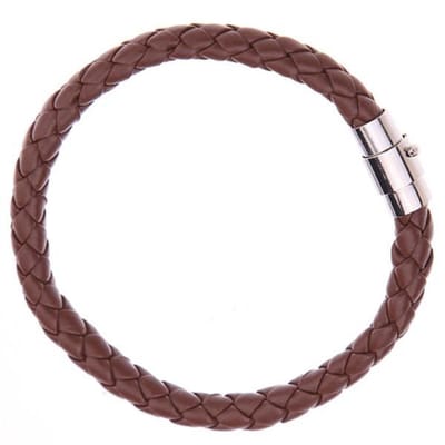 Gevlochten Leren Armband met Stalen Sluiting - Licht Bruin - Armbanden Heren Dames - Papa Cadeau Voor Mannen - Vaderdag