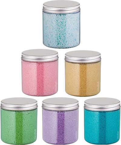 Badkaviaar - 200 gram - set van 6 verschillende geuren - Aluminium Deksel - Eucalyptus, Hamam, Lavendel, Opium, Rozen, Zen Moment - bad parels voor in bad