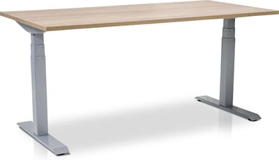 Zit-sta bureau elektrisch verstelbaar - MRC PRO-L 2.0 NEN-EN 527 | 140 x 80 cm | frame aluminium - blad midden eiken | memory functie met 4 standen | 150kg draagvermogen