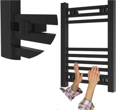 Granitan Handdoekradiator Bergen - 60x40cm - Zwart - Ladderdesign - Badkamer Verwarming - CV Radiator