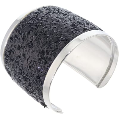 Behave – Bangle – Zwart – Zilverkleurig – Glitterafwerking – Statement – Nikkelvrij