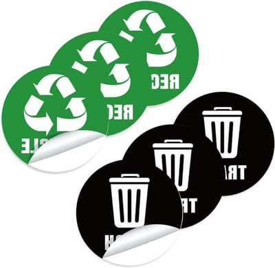 Solidchoice - Set van 6 Zelfklevende Recycling Stickers voor Afvalbakken
