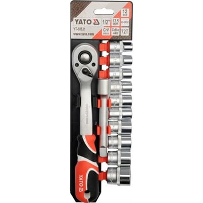 Yato YT-38821 - Sockets Set - CrV en CrMo Staal - 1/2" 12 Delig - Zeskant