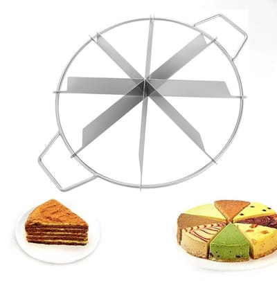 Dailygoods - NatureMan Ronde taartsnijder, 10,2 inch diameter roestvrijstalen taartsnijmachine, roestbestendige taartverdeler met zijhandgreep, taartsnijder, pers voor commercieel huis (8 plakjes)