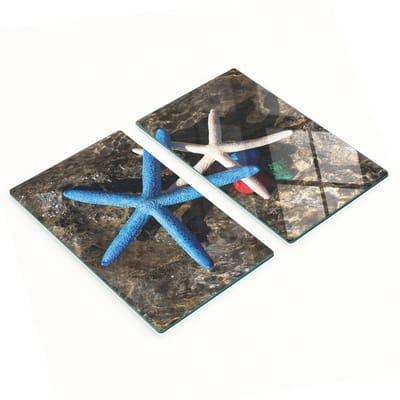 Multifunctionele decoratieve keukenplanken van gehard hout met zeestermotief, 2x30x52 cm