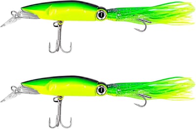S&D | Kunstaas Inktvis - 2 stuks - 16.6g 10cm - Roofvissen - Groen - Rammelaar - Dubbele dreg