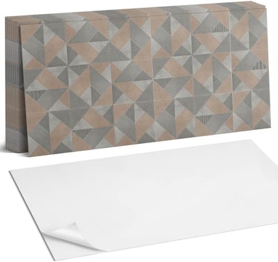 Coloray Plaktegels - Geometrisch driehoekspatroon Zelfklevende Wandtegels - 40 cm x 20 cm - Grijs Plaktegels - 10 stuks - Rechthoek PVC Tegels - Plaktegels Badkamer - Vloertegels Zelfklevend - Vinyltegels Vloer Zelfklevend - Portugese Tegels