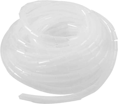 Kabelbescherming met spiraalband, flexibele kabelslang voor kabelorganisatie, 10 mm diameter en 9 m lengte in wit transparant