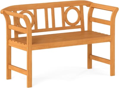 KOMFOTTEU 2-zits tuinbank, parkbank van acaciahout, parkstoel met rugleuning, draagvermogen 360 kg, voor balkon, terras, tuin, 118 x 50 x 78,5 cm