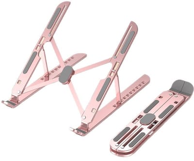 Oneay 1 stuk - Laptopstandaard, verstelbaar, opvouwbaar, draagbaar, stabiele steun voor MacBook, HP Surface en vergelijkbare apparaten (roze)