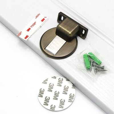 Jinate Magnetische Deurstopper - Zelfklevend - Met of Zonder Boren - 1 Set - Brons - Geschikt voor alle vloeren - uitermate geschikt voor vloer met vloerverwarming