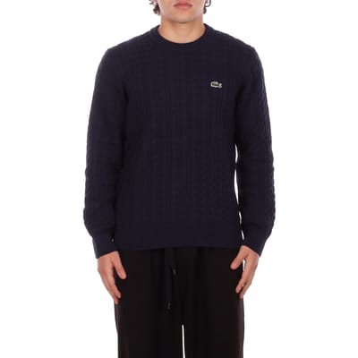 Lacoste herentrui katoen - O-hals - navy blauw