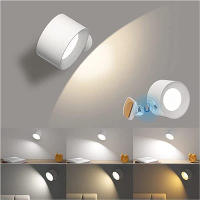 LED-wandkandelaars Licht LED-slaapkamer Leeslamp Oplaadbare draagbare 360 ​​° draaibare kastlamp met aanraakbediening wit