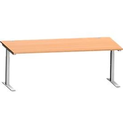 Schäfer Shop Genius bureau MODENA FLEX, C-voet rechthoekige buis, B 2000 x D 1000 mm, beuken/wit aluminium